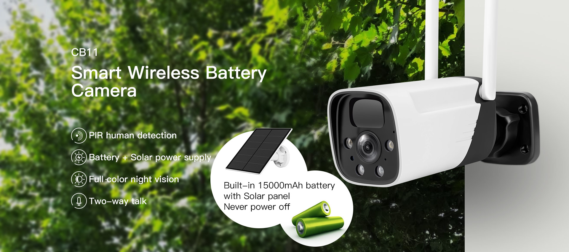 Vstarcam CB11-TZ Smart Outdoor Wifi Battery Camera with Solar panel